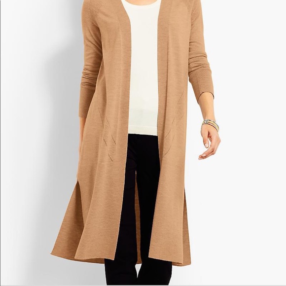 Talbots no close merino wool duster. Almond heather color. Small. - Picture 2 of 3